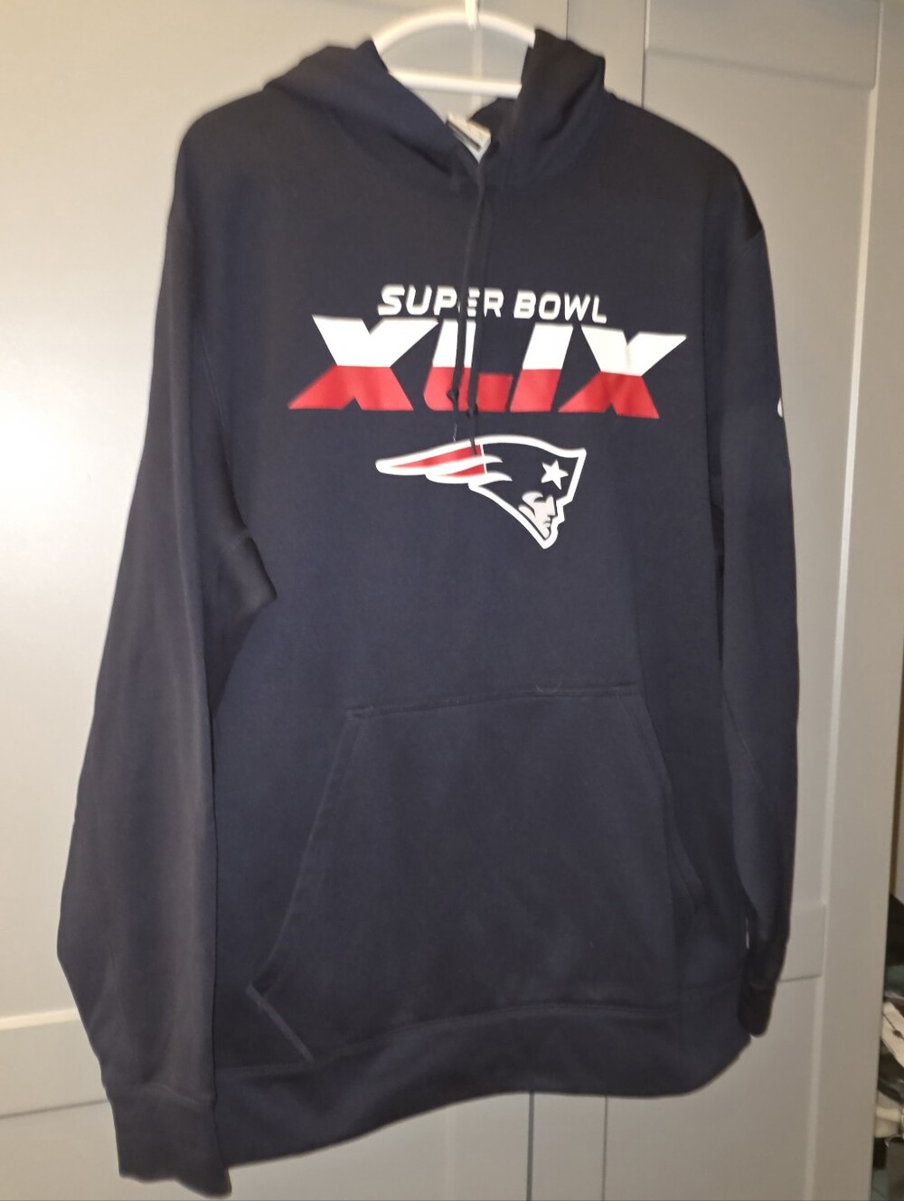 Nike Mens New England Patriots Super Bowl XLIX Sweatshirt XL/ Navy Blue